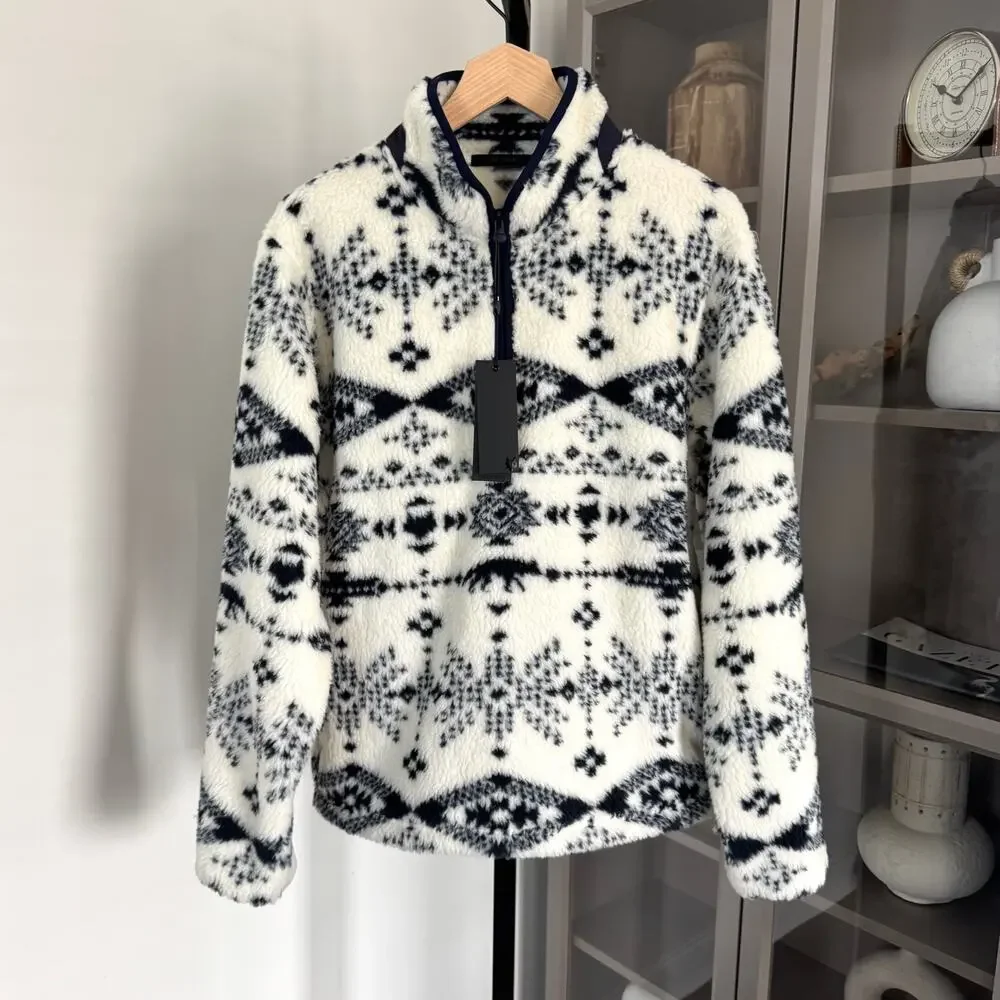 Greyson Grand Teton Sherpa Half Zip Jacket Small NEW Aztec Navy Fleece Pullover